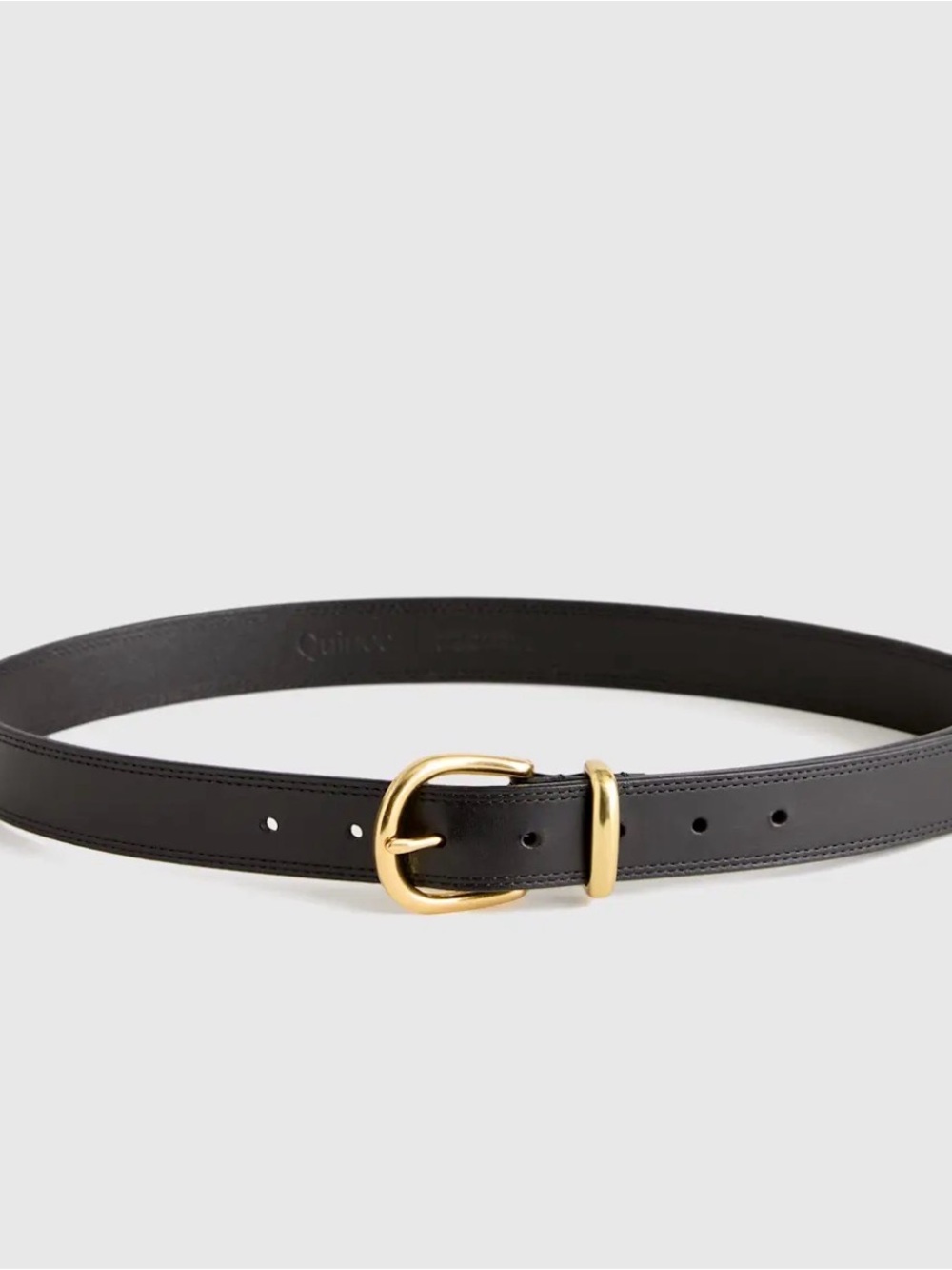 Quince Black Leather Belt with Gold Buckle Like new XS